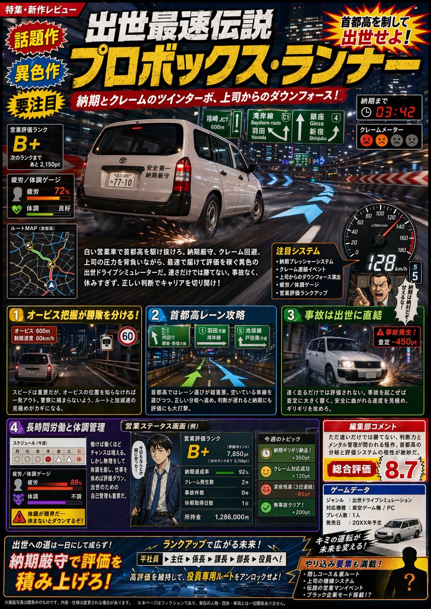 AI Prompt for Retro Japanese Driving Game Magazine Spread Design