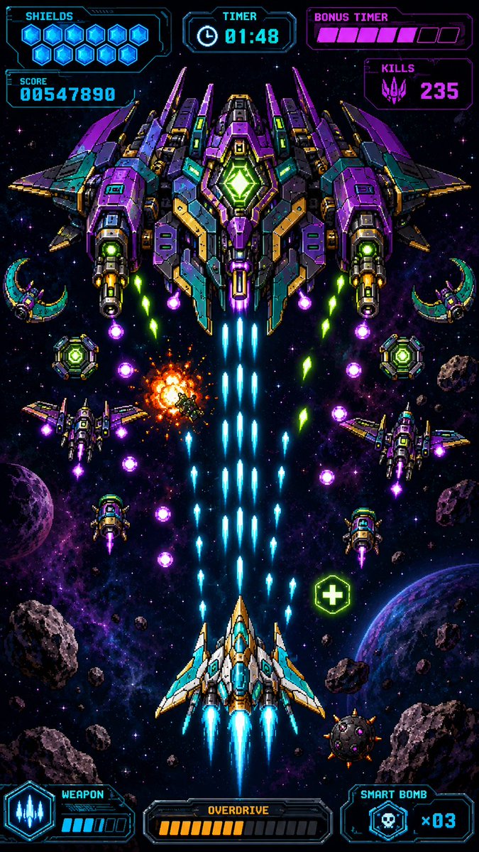 AI Prompt for Retro Pixel Art Space Shooter Game Asset