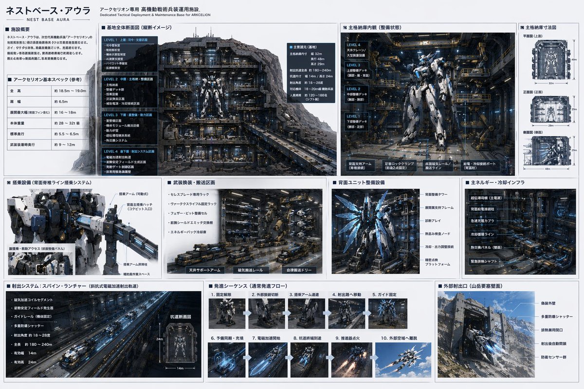 AI Prompt for Sci-Fi Mecha Base Infographic Design