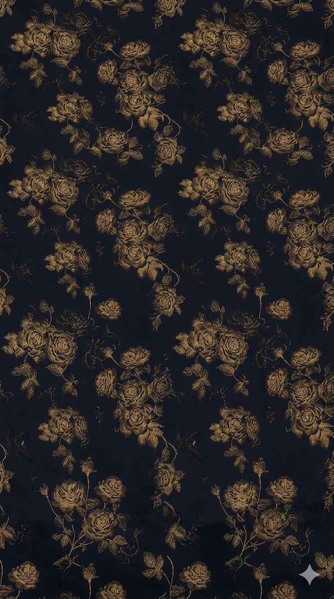 AI Prompt for Seamless Repeating Floral Textile Patterns in Antique Gold on Deep Navy