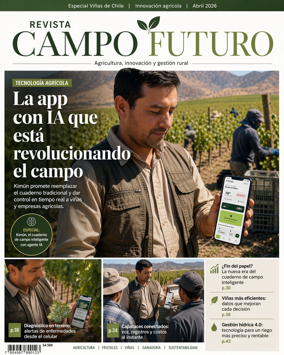 AI Prompt for Spanish Agritech Magazine Cover Design from App Screenshot