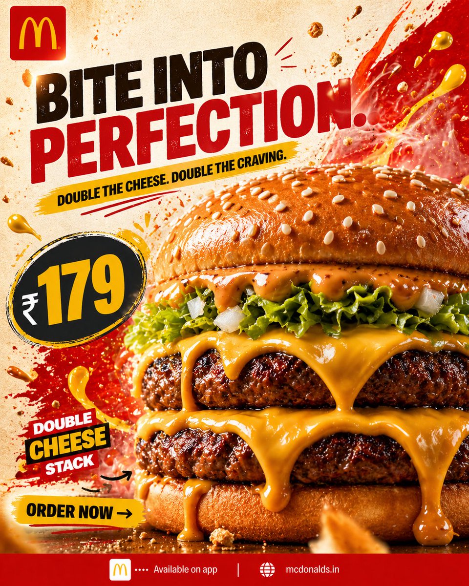AI Prompt for Stylish Food Ad Poster with Double Cheeseburger