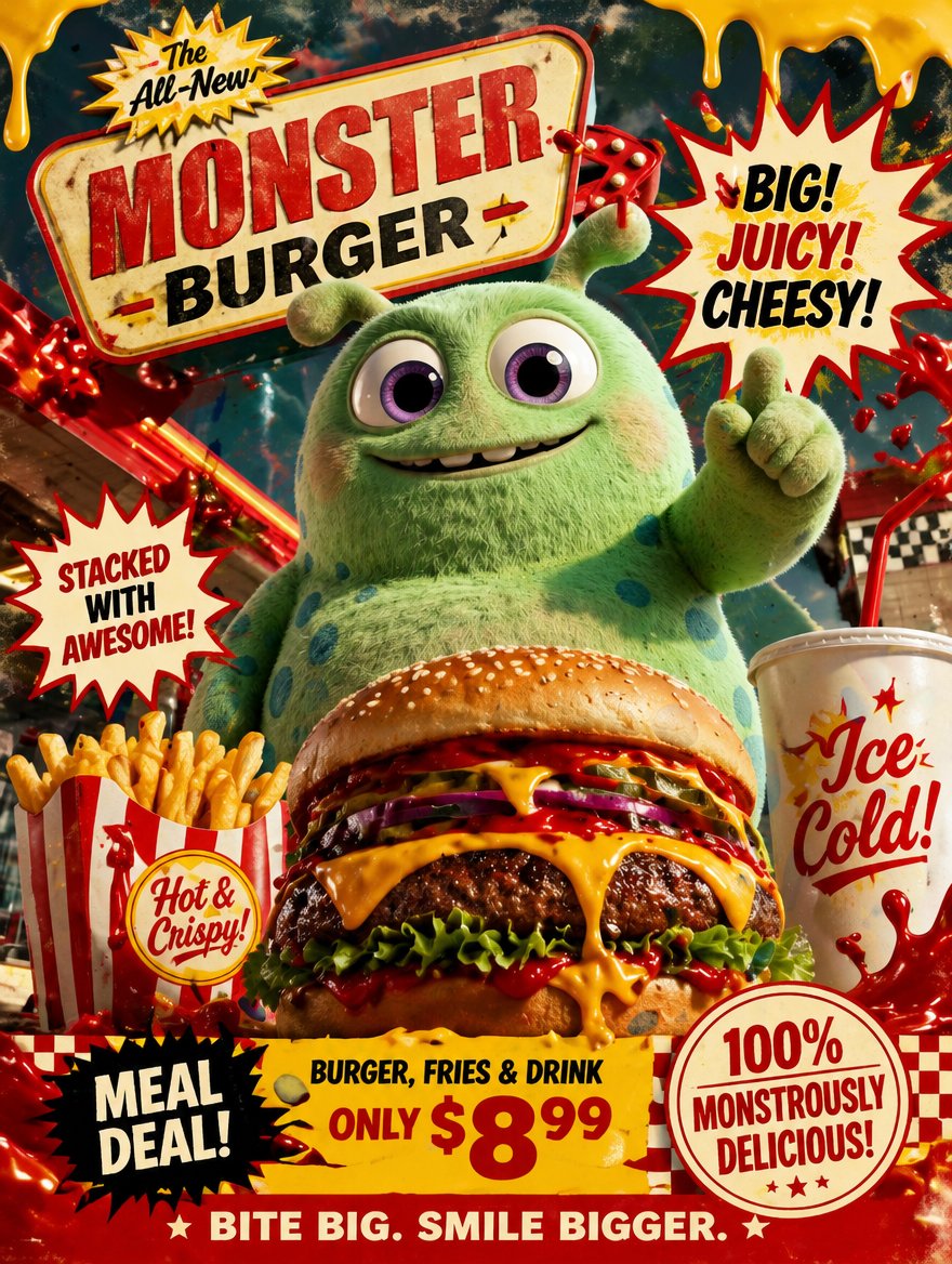 AI Prompt for Stylized Retro American Diner Poster Design