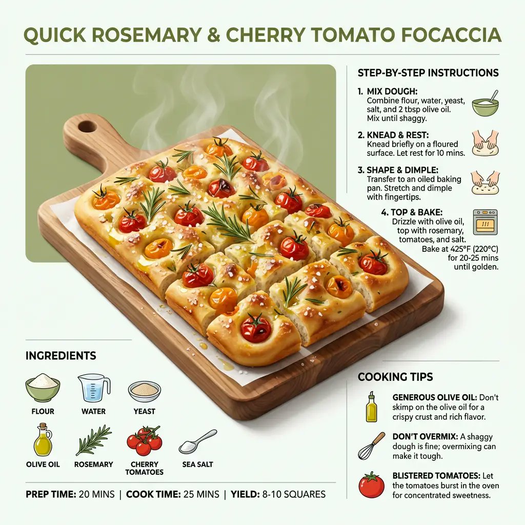 AI Prompt for Ultra-Clean Food Infographic: Modern Focaccia Recipe