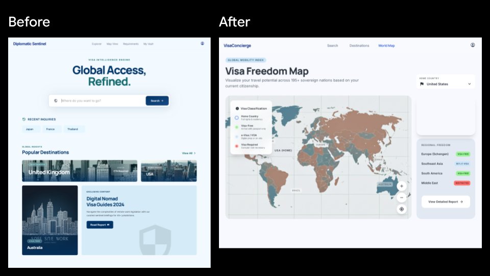 AI Prompt for Visa App Redesign Comparison