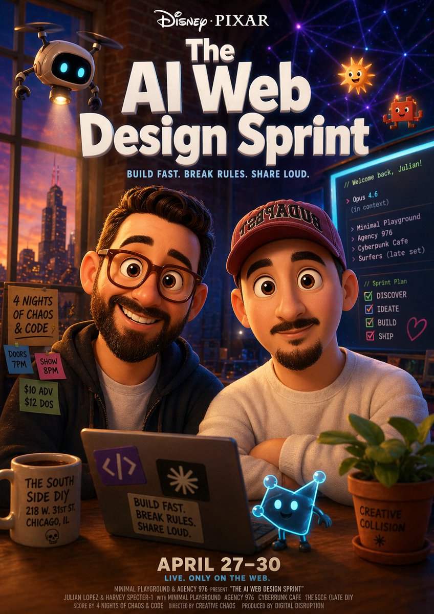 AI Prompt for Web Design Sprint Poster in Pixar-Style