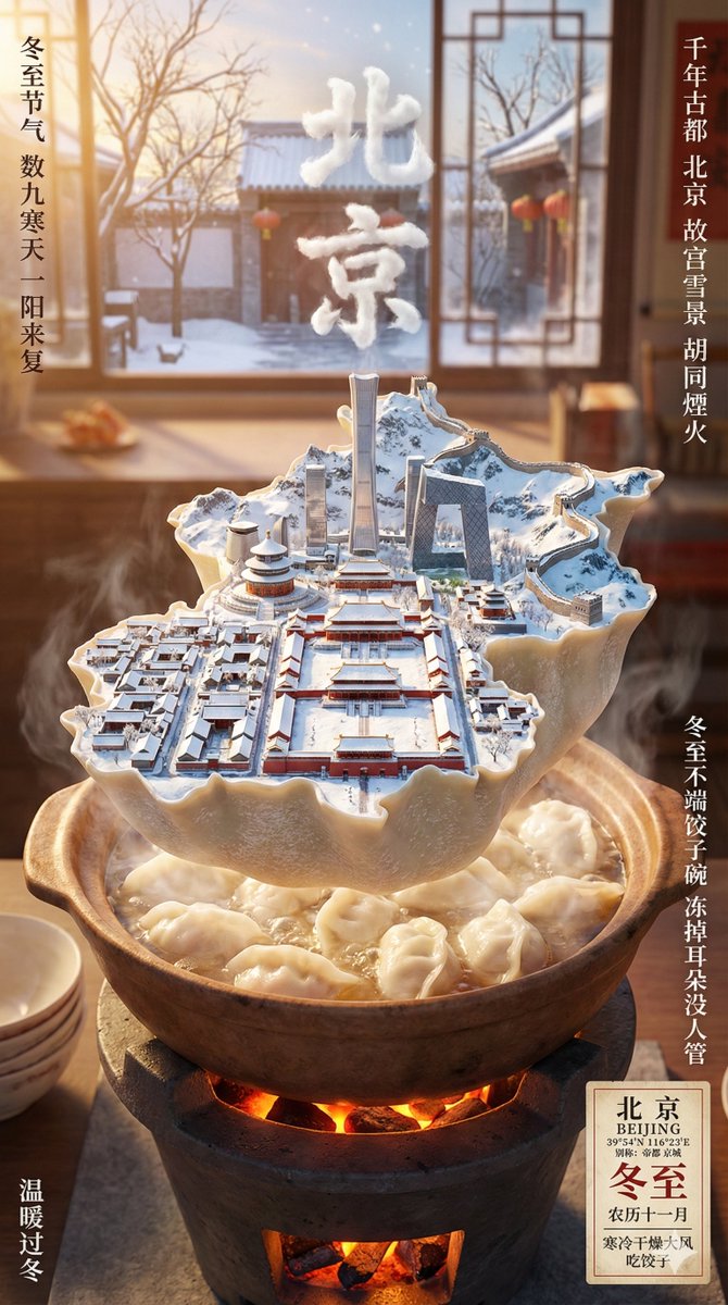 AI Prompt for Winter Solstice City Food Art Posters - Isometric Cityscape with Traditional Food
