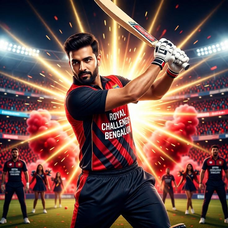 Cinematic 8K IPL Sports Poster – Royal Challengers Bengaluru