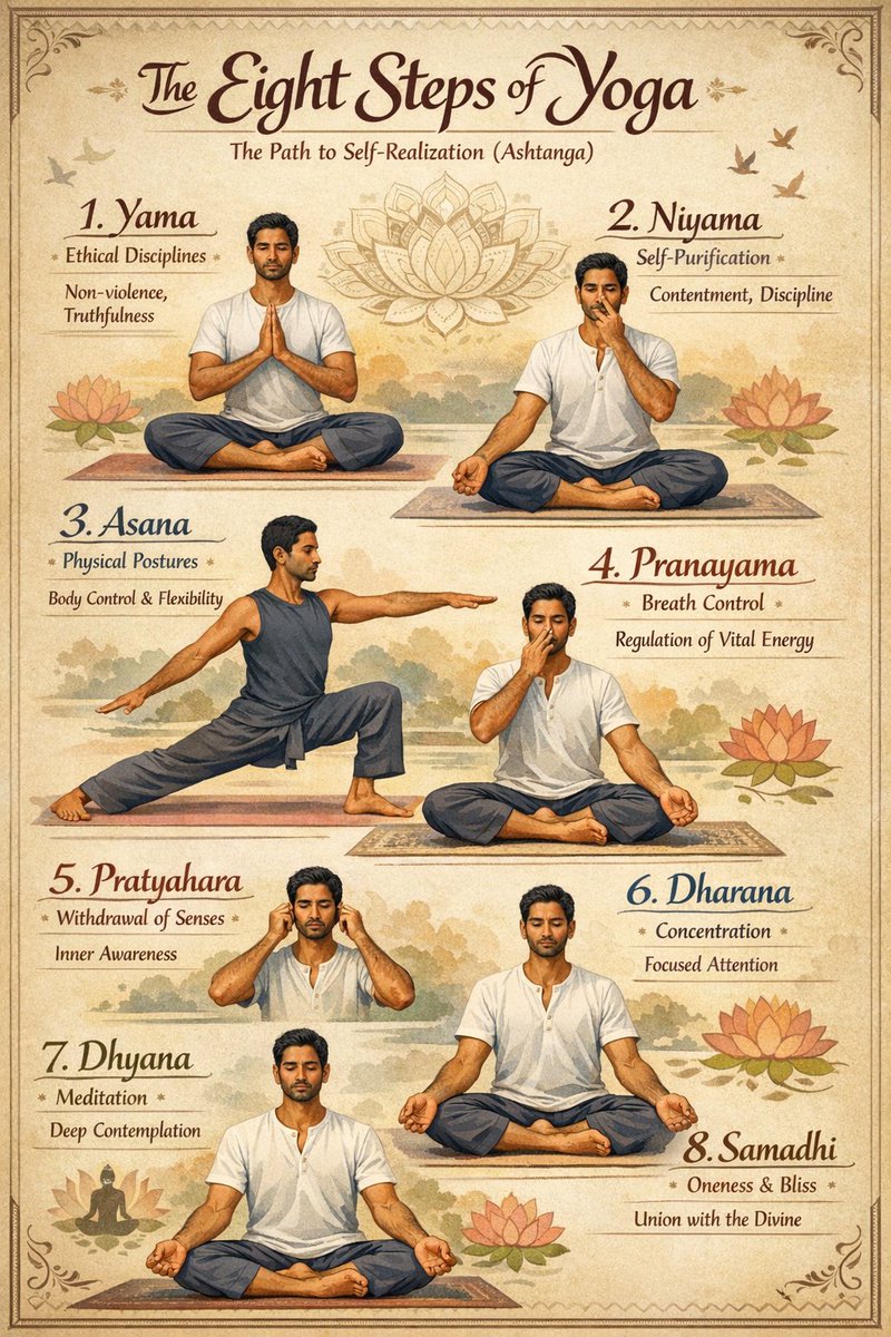 Indian Man Yoga Steps Infographic with Beautiful Typography