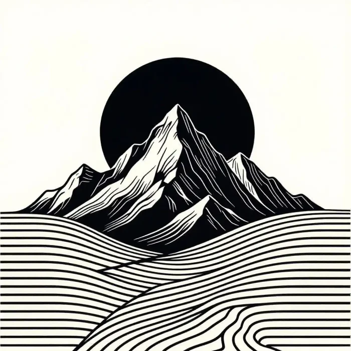 Minimal Mountain Line Art T-Shirt Design Prompt