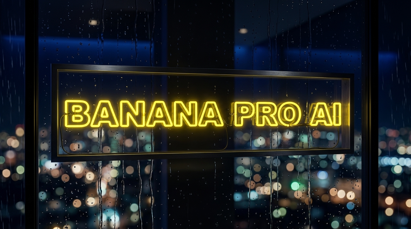 Neon Sign Behind Rainy Glass Window