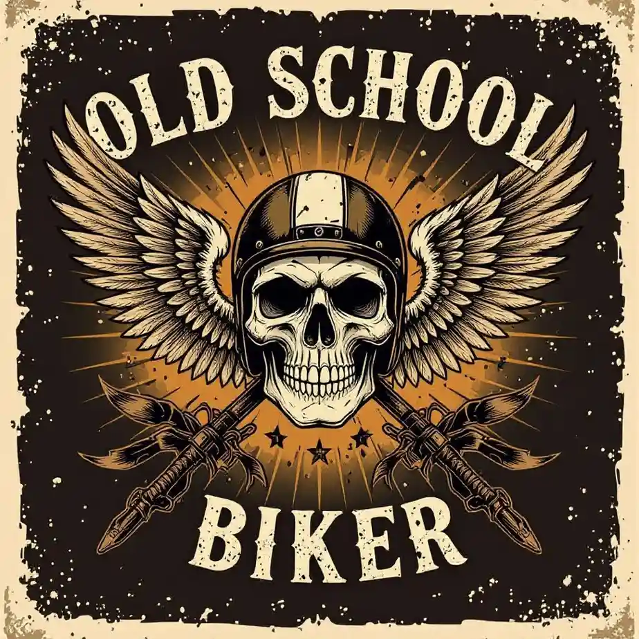 Old School Biker Skull Helmet T-Shirt Design