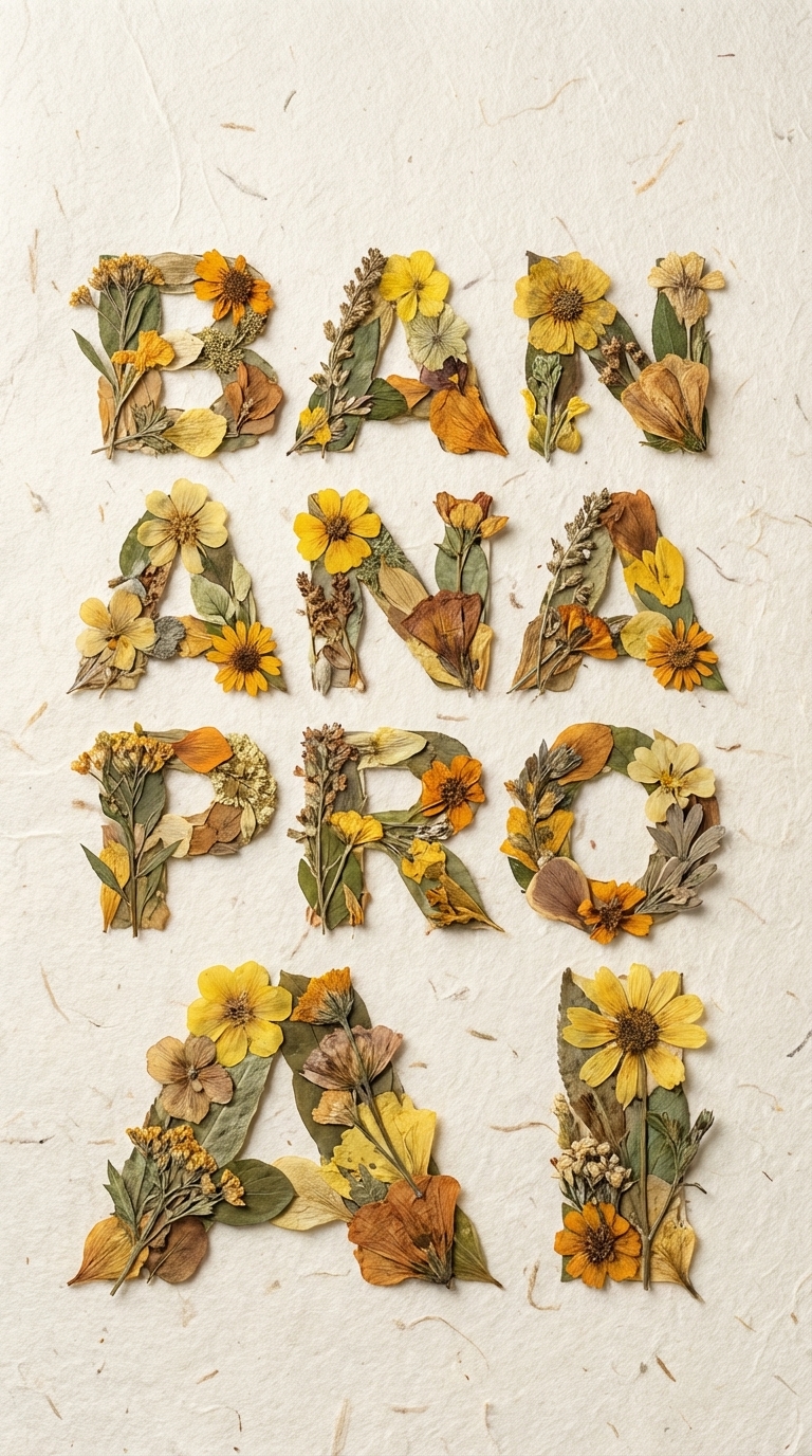 Realistic Flat-Lay Logo from Pressed Flowers and Leaves