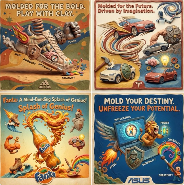 Surreal Clay Caricature Product Ad Design