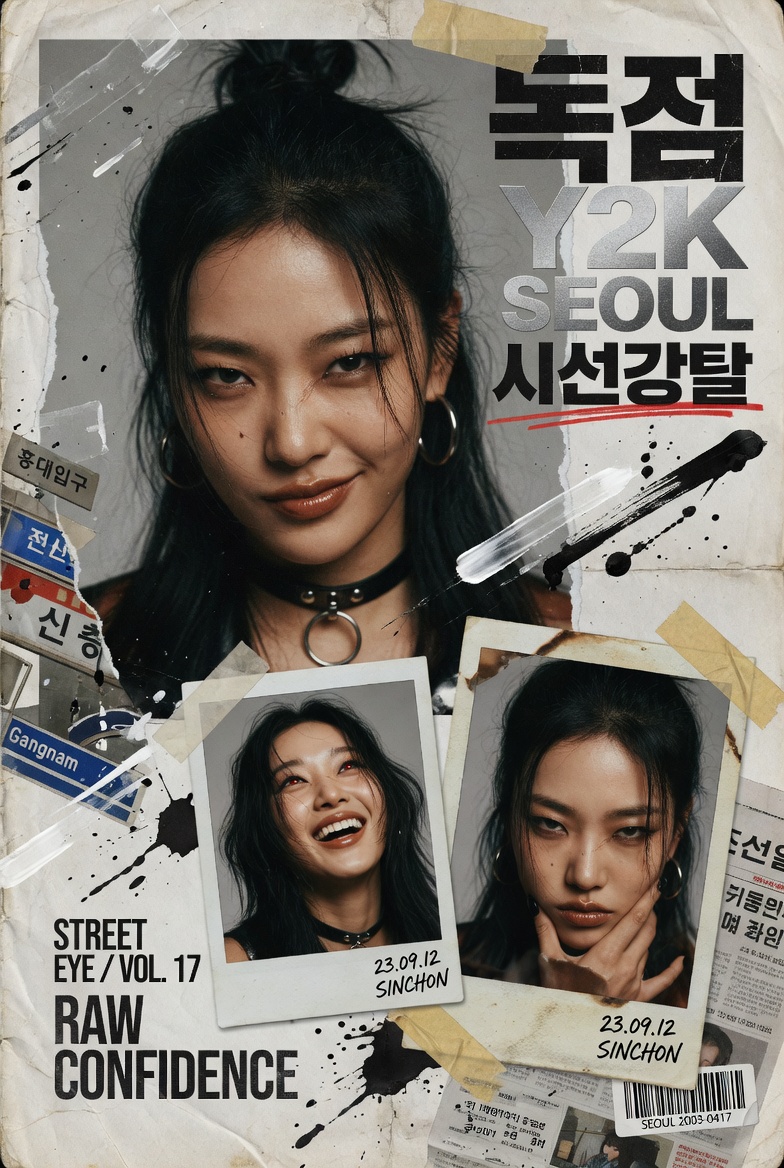 Y2K Korean Street Editorial Collage Poster
