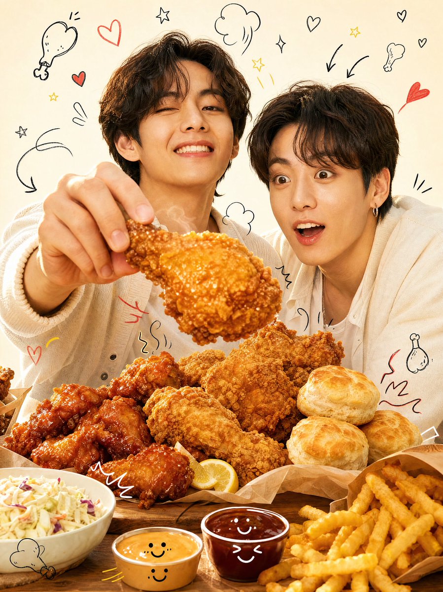 AI Food Product Advertising Prompt with K-Pop Style Doodles