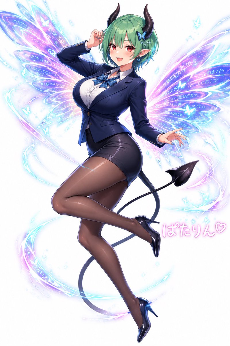 AI Image Prompt for Anime Fairy Demon Office Lady Character