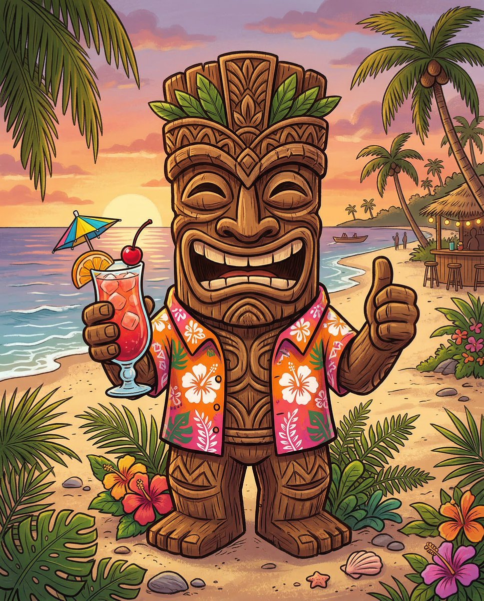 AI Image Prompt for Tropical Tiki Character Illustration