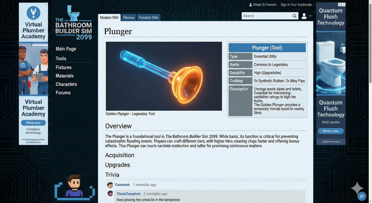 AI Plunger Illustration Prompt in Video Game Wiki Style