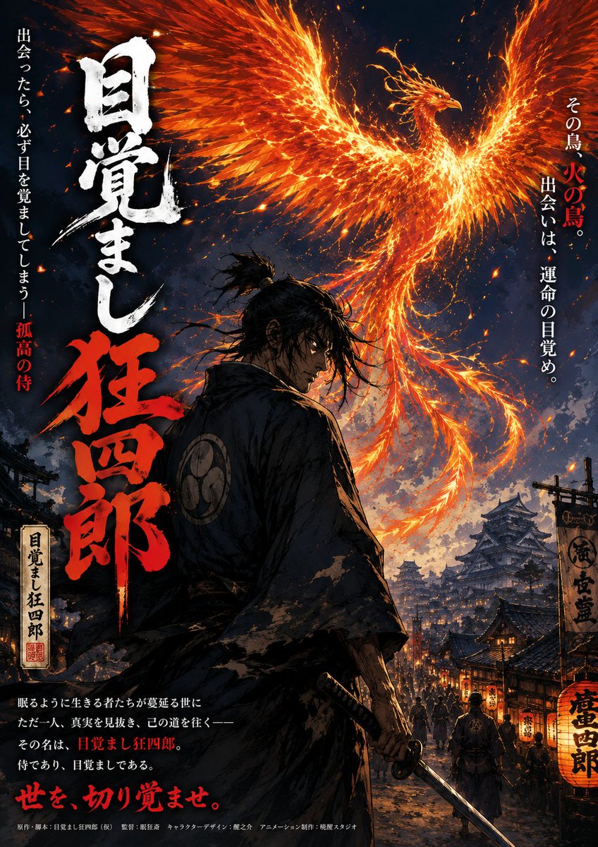 AI Poster Prompt: Epic Japanese Fantasy Samurai with Blazing Phoenix