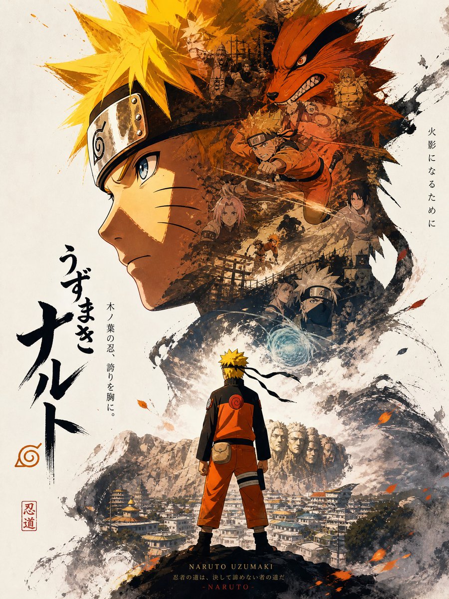 AI Poster Prompt for Anime Movie Style Art with Naruto and Hidden Leaf Village