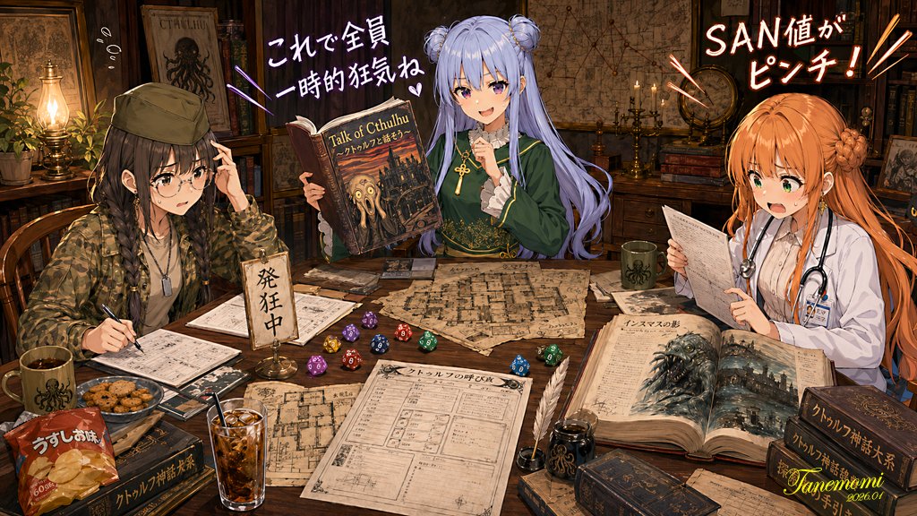 AI Prompt: Anime Cthulhu RPG Illustration