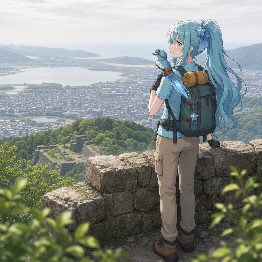 AI Prompt: Anime Landscape with Hiking Character