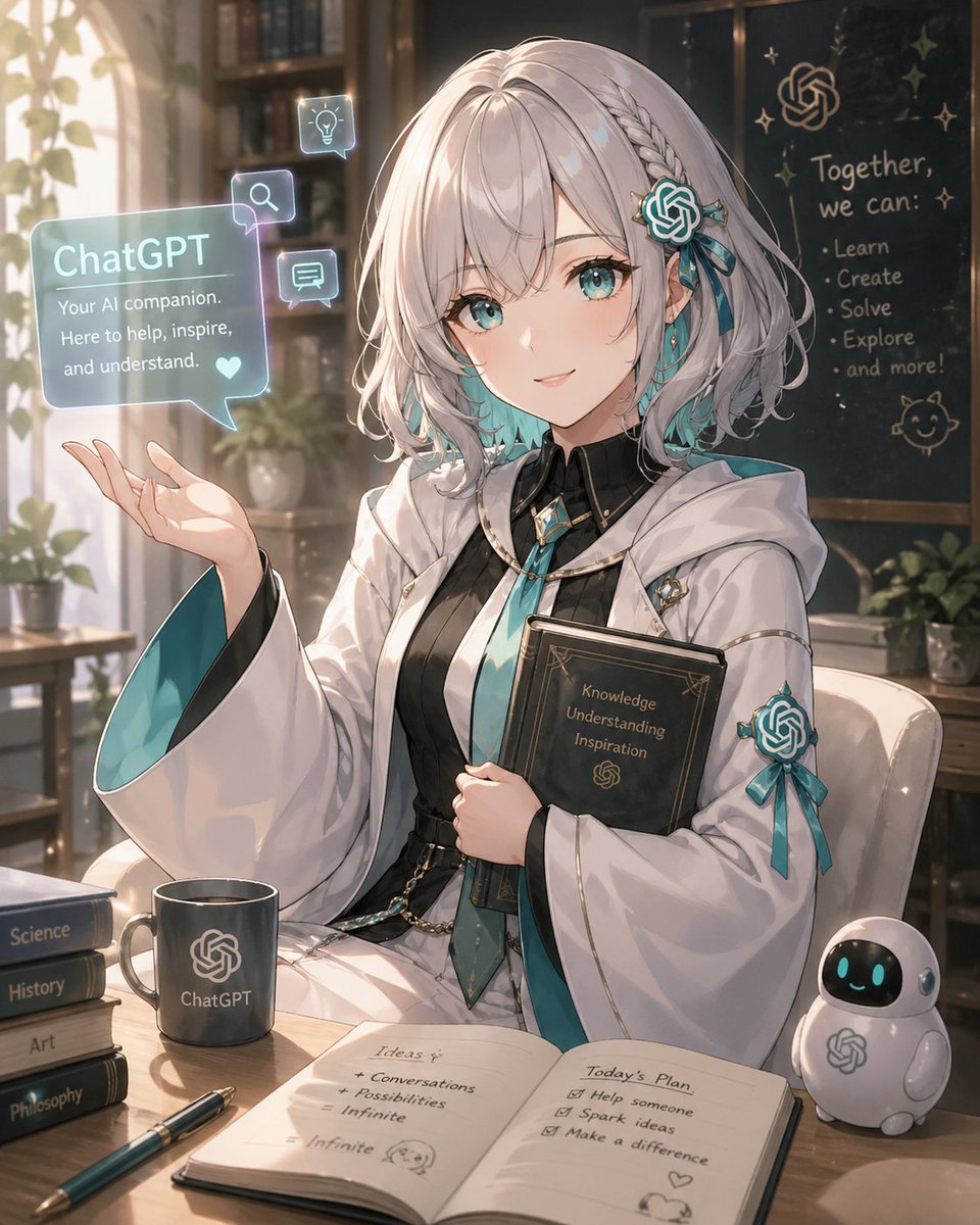 AI Prompt: Anime-Style ChatGPT Companion in Study Setting