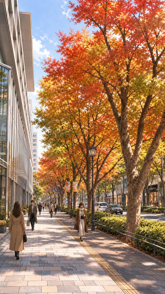 AI Prompt: Autumn Cityscape with Google Maps Street View Reference