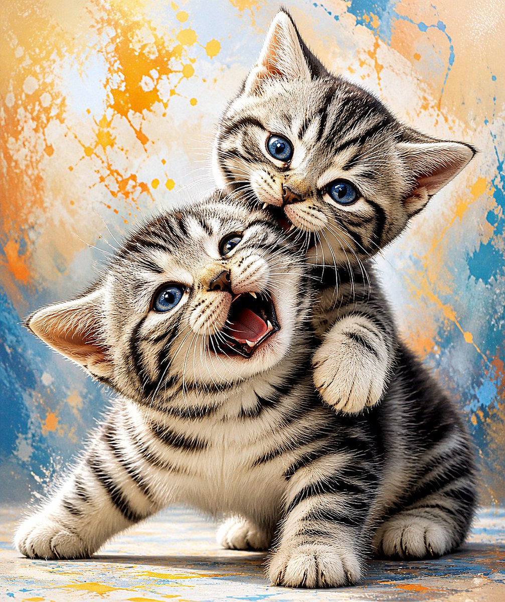 AI Prompt: Colorful American Shorthair Kittens in Playful Art Scene