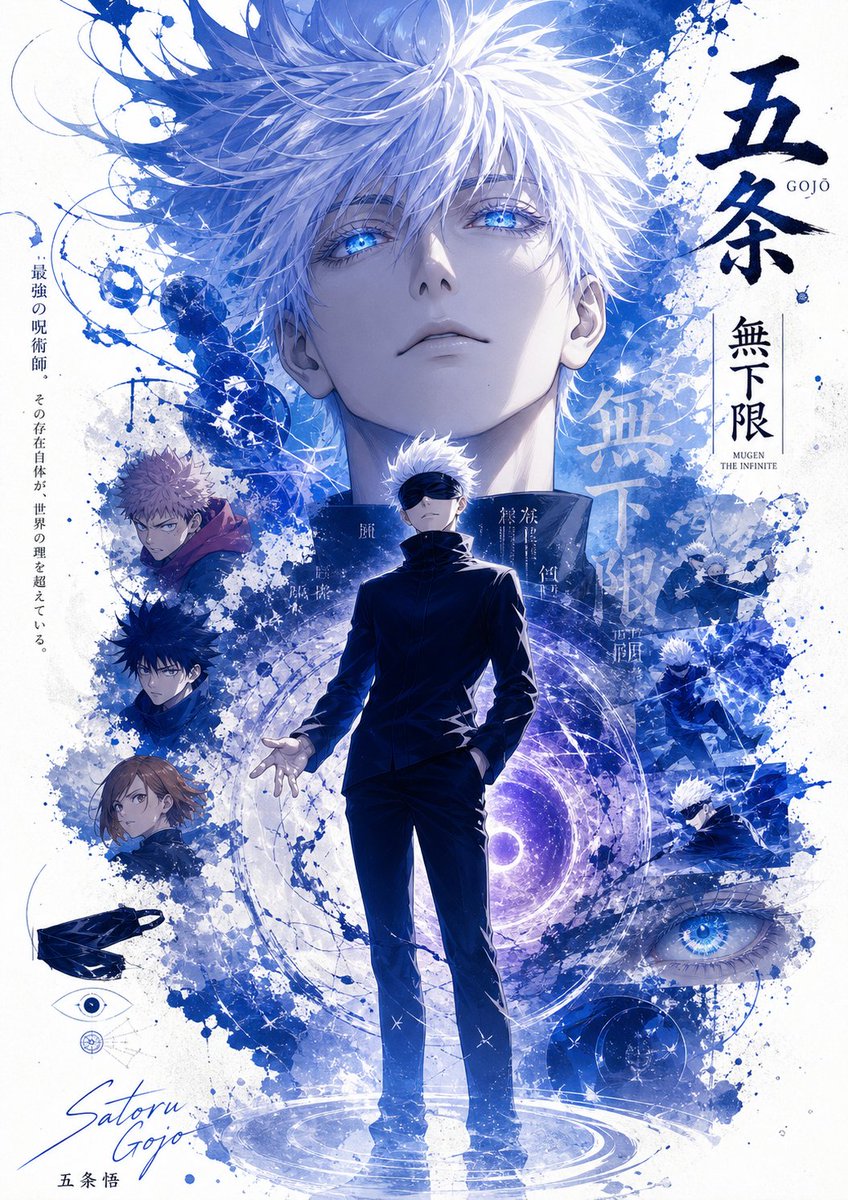 AI Prompt: Create Stunning Anime-Style Blue Sorcerer Posters