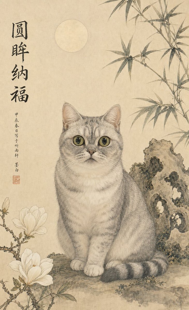 AI Prompt: Create Vintage Chinese Pet Art with this AI Image Generator