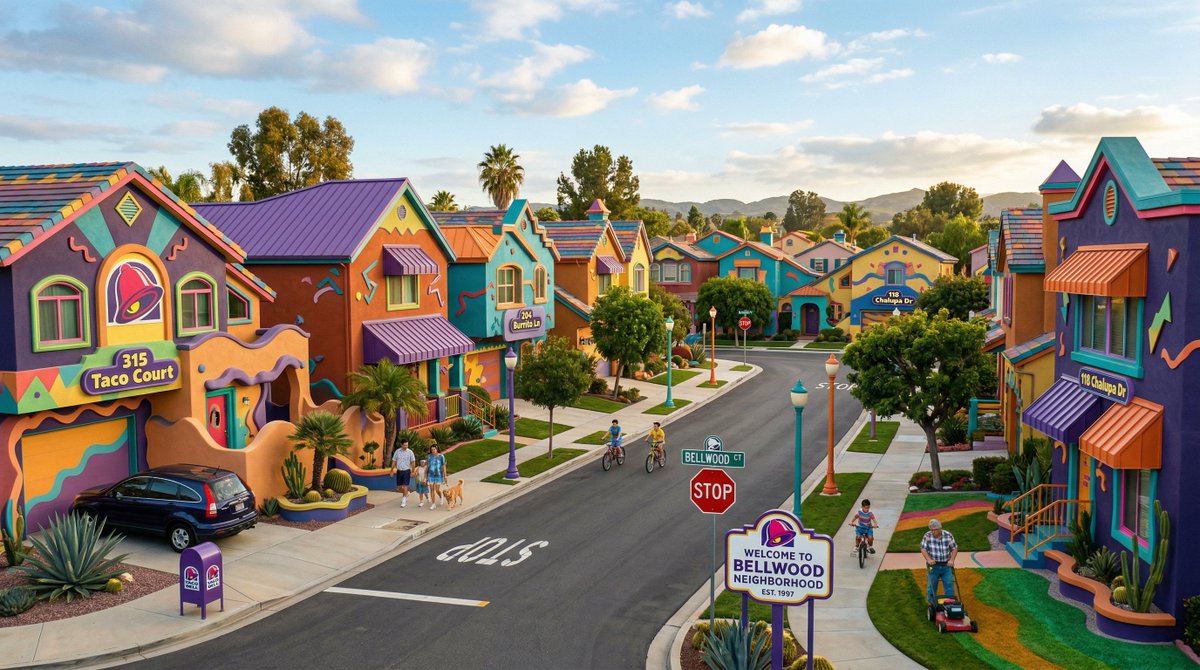 AI Prompt: Fast Food-Inspired Suburban Architecture for Social Media