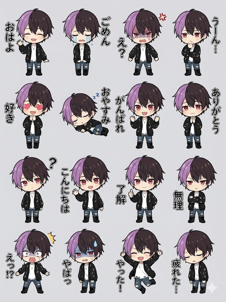 AI Prompt for 16 Chibi LINE Stickers with Attachable Character Image