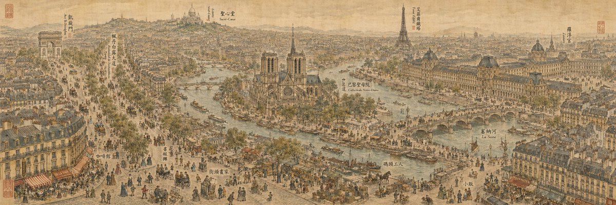 AI Prompt for 19th Century Paris Landscape in Chinese Ink Style