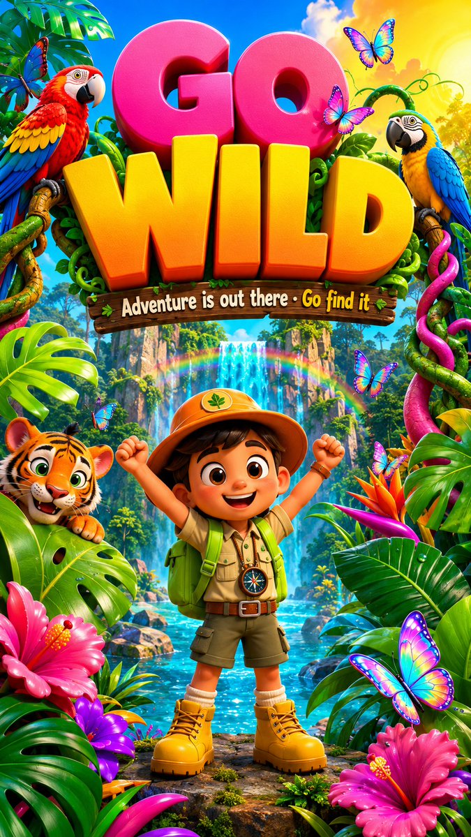 AI Prompt for 3D Cartoon Jungle Explorer Poster Art