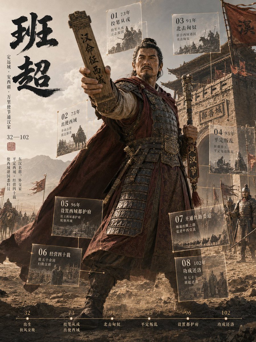 AI Prompt for 3D Historical Figure Poster with Event Cards and Timeline