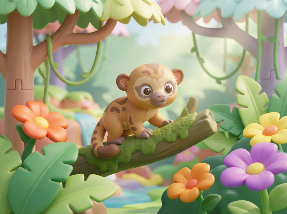 AI Prompt for 3D Kinkajou in Tropical Rainforest