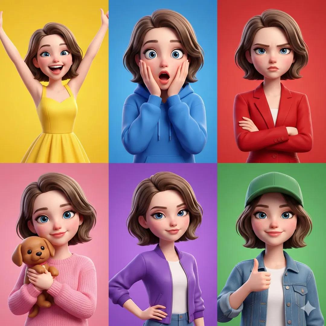 AI Prompt for 3D Pixar Character Emotion Grid
