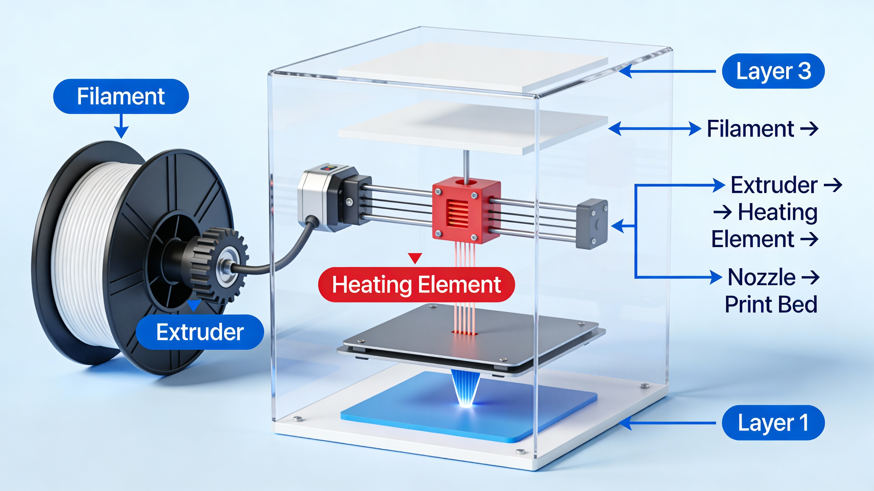 AI Prompt for 3D Printer Illustration Diagram