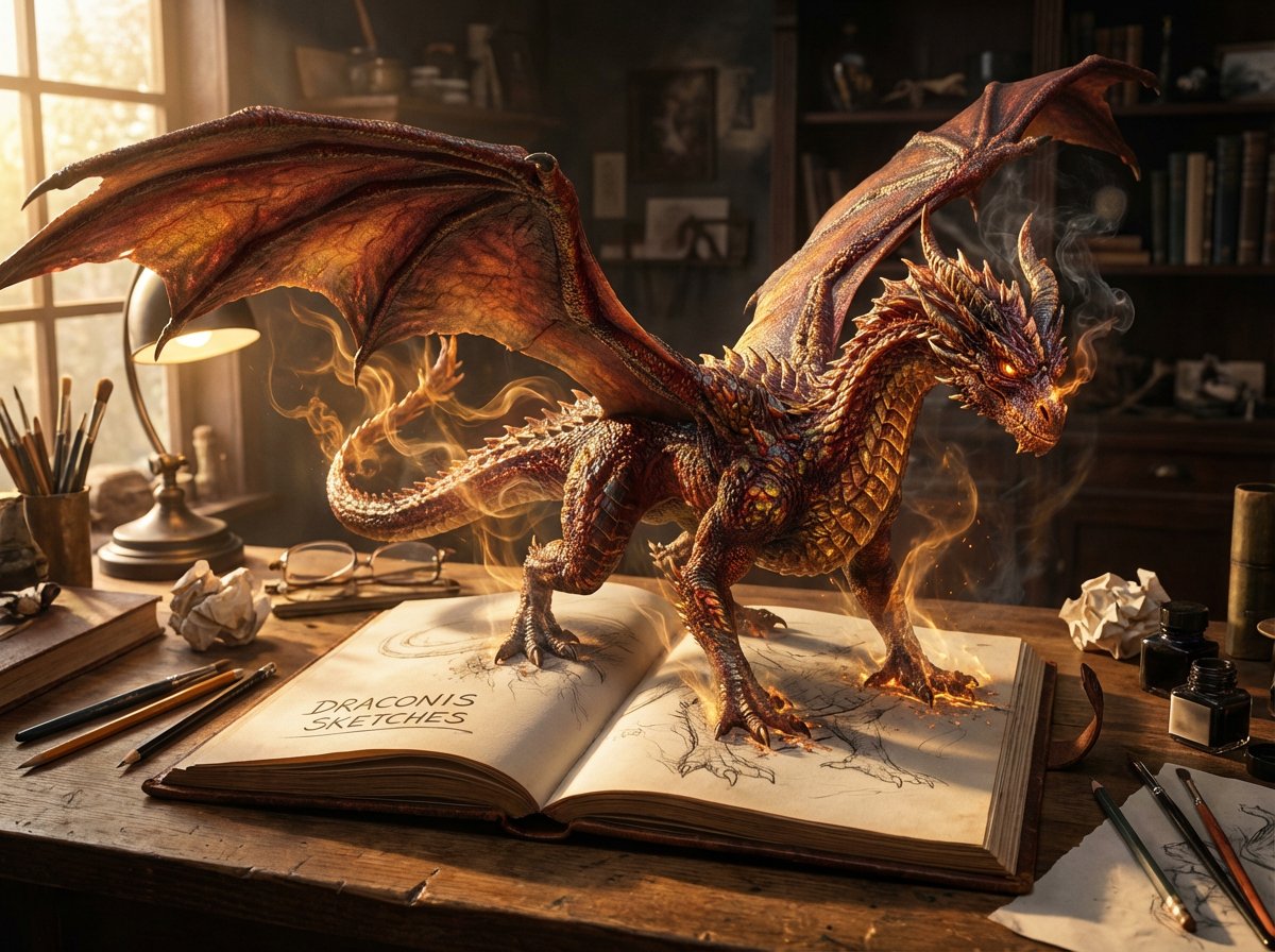 AI Prompt for 3D Sketchbook Art with Magical Realism Effect