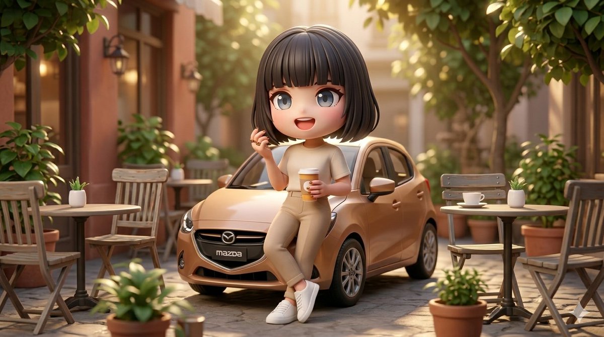 AI Prompt for 3D Stylized Car Scene with Woman