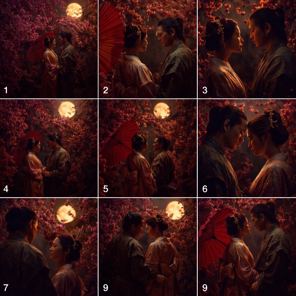 AI Prompt for 3x3 Grid Scene Generation with Numbering