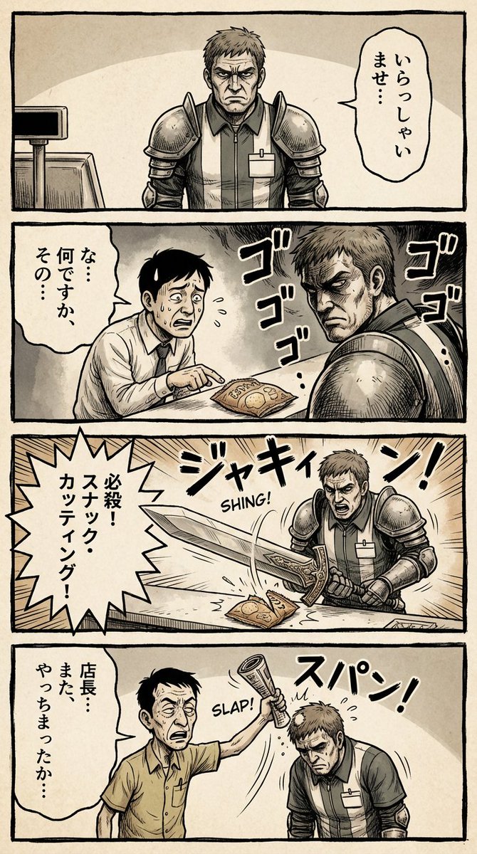 AI Prompt for 4-Panel Gekiga-Style Manga Character Art
