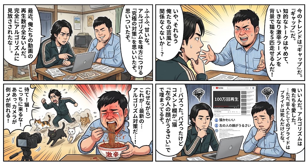 AI Prompt for 4-Panel Manga with Algorithm Countermeasures and Ranking Experiments