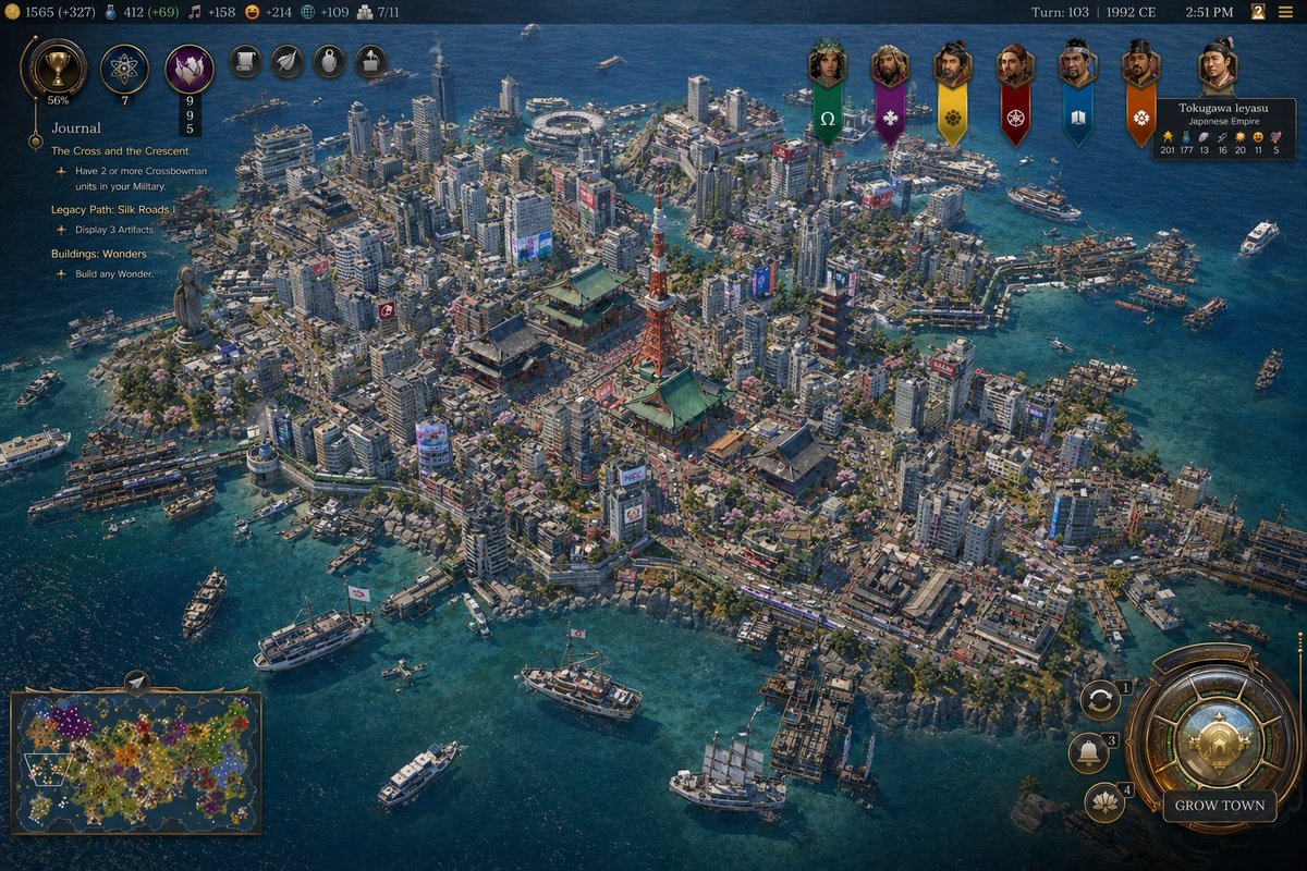 AI Prompt for 4X Strategy Game-Style Tokyo Bay Cityscape Illustration