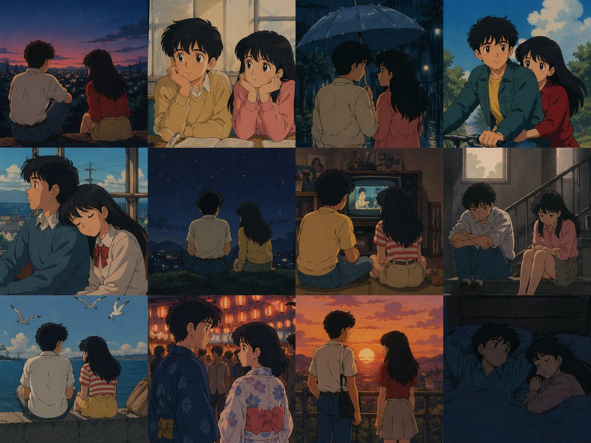 AI Prompt for 80s Anime Style Grid Art - Create Retro Comic Illustrations