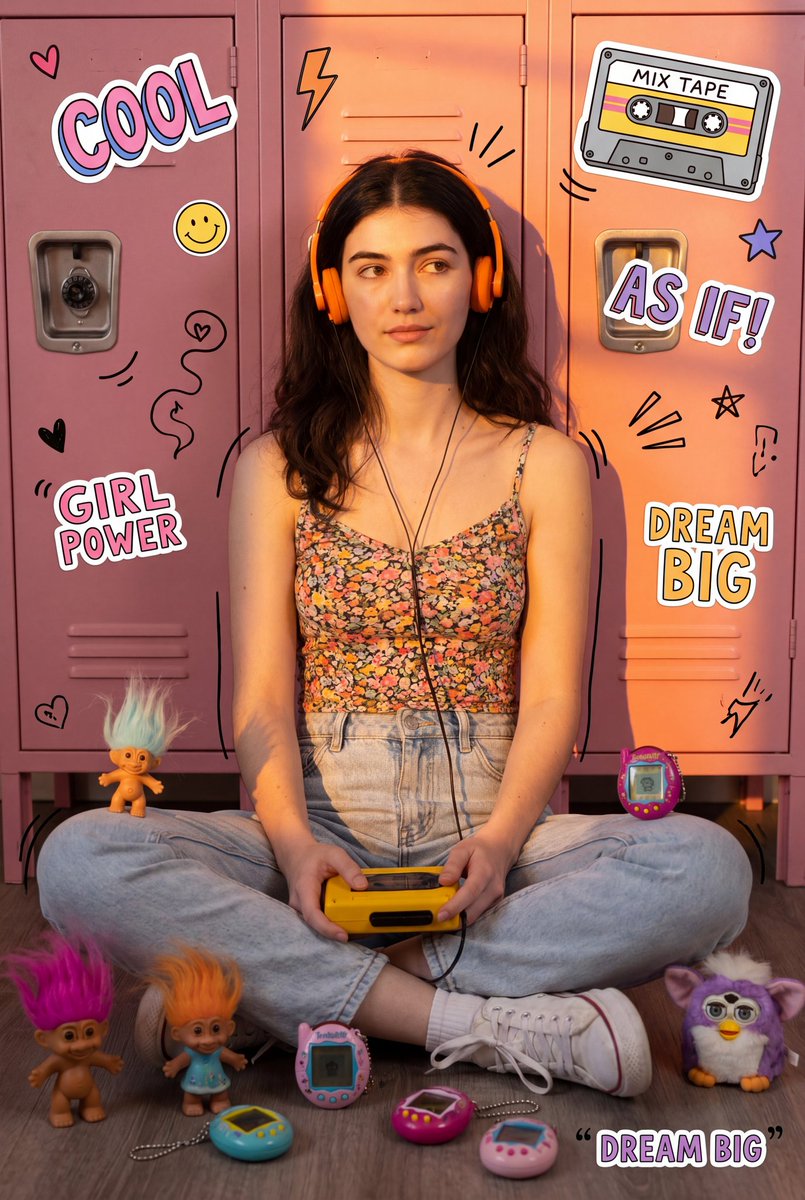AI Prompt for 90s Retro Collage Portrait with Headphones and Electronics