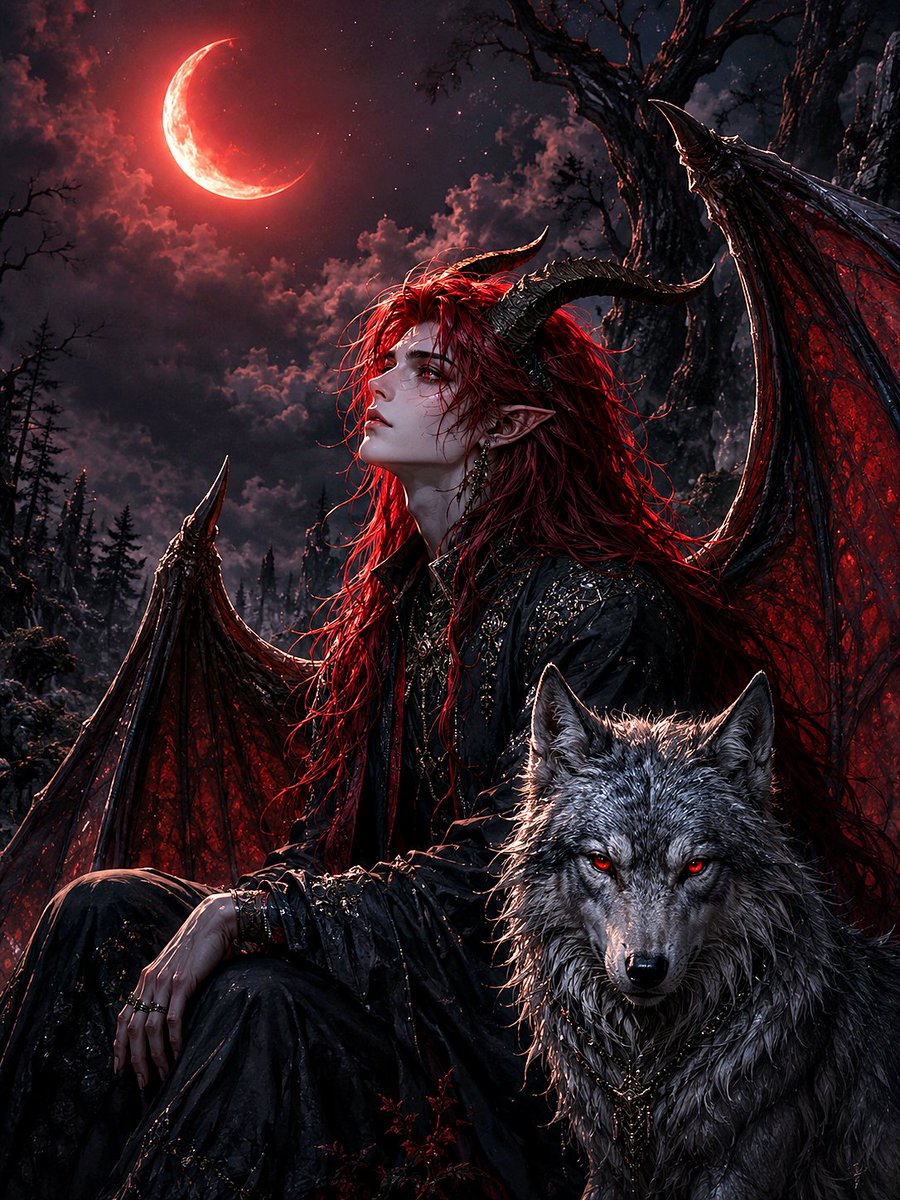 AI Prompt for a Captivating Night Scene with a Silver Wolf Guardian