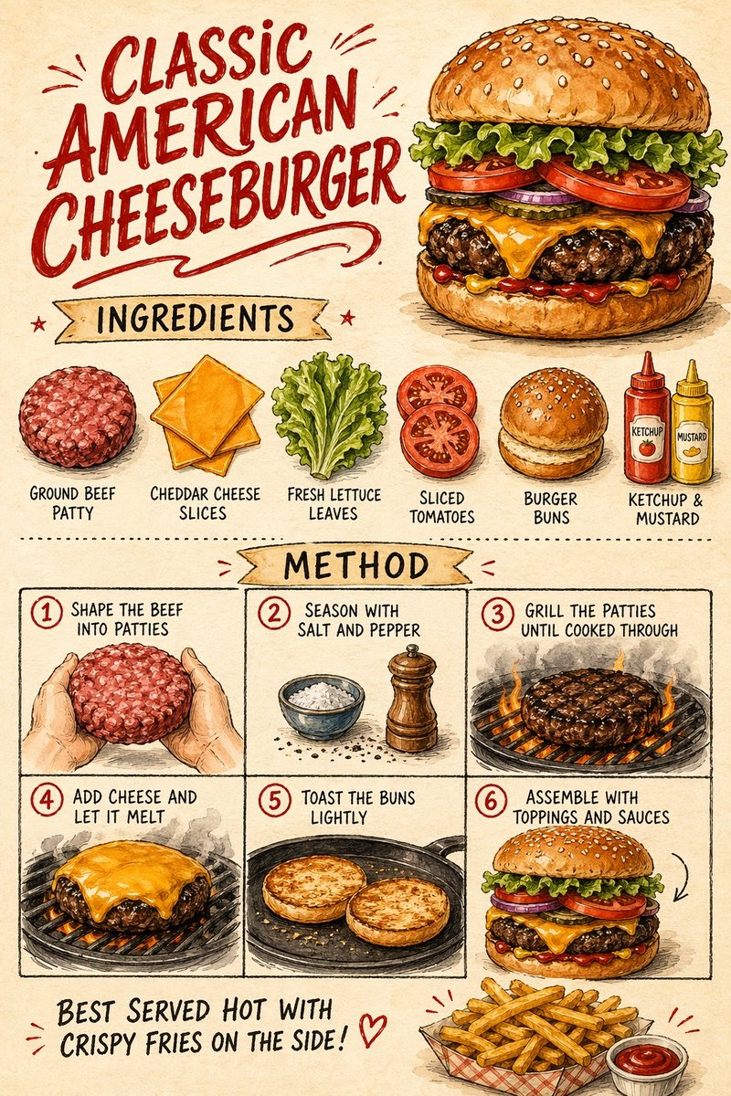 AI Prompt for a Photographer's Guide to Creating a Vintage-Inspired Cheeseburger Poster